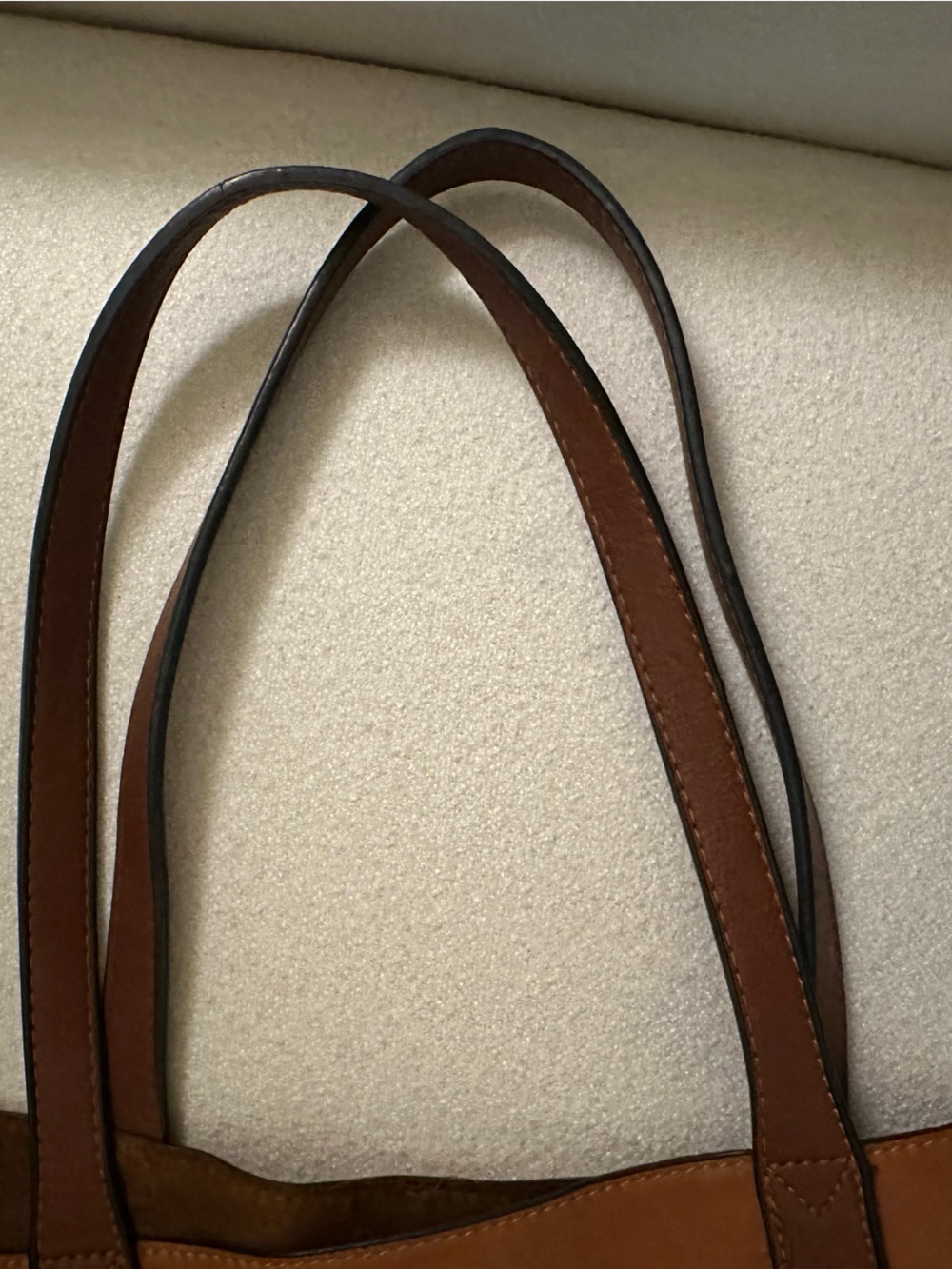 Brown Large Faux Leather Tote Bag with Dark Brown Straps - Picture 10 of 10
